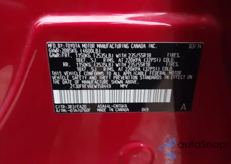 2014 Toyota Rav4 Limited z USA, uszkodzony, nr VIN 2T3DFREV6EW158449